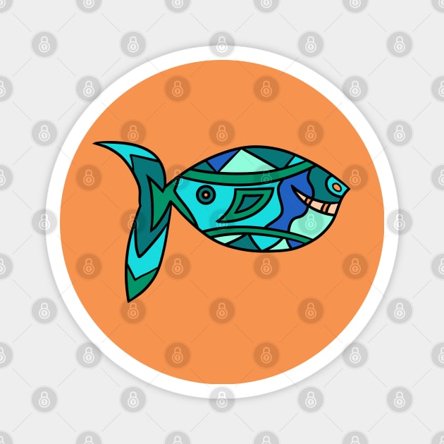 Smiley Blue Fish Magnet by VazMas Design